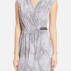 Michael Kors Serpent Print Faux-Wrap Dress with Side Buckle, Size 1X